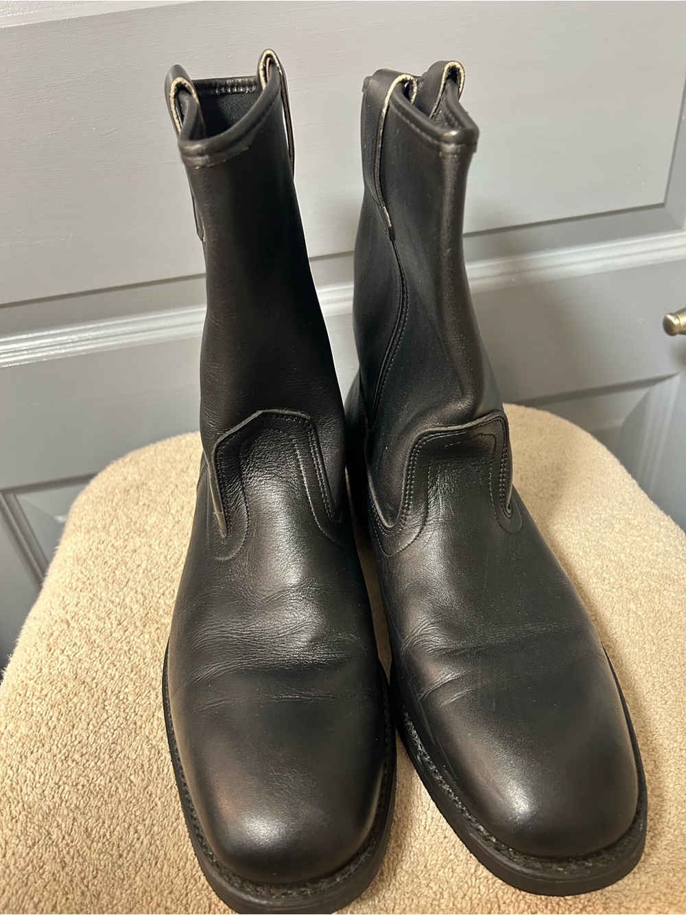 MASON WESTERN Vintage black leather motorcycle/work western style boots. Size 10